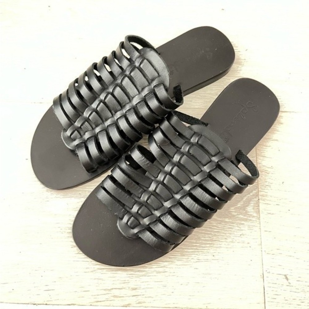 Splendid Black Leather "Tatula" Strappy Huarache Sandals 6